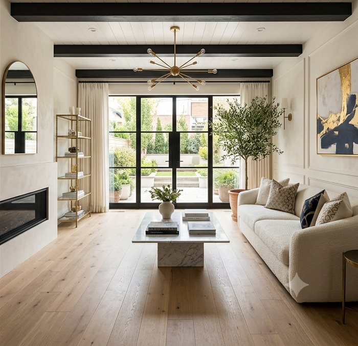 Luxurious modern living room after renovation
