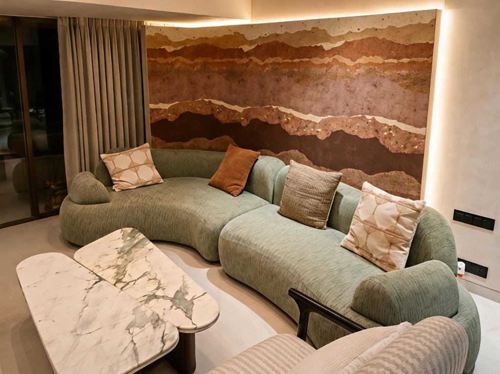 Elegant luxury dining area with custom wooden dining set in Mumbai